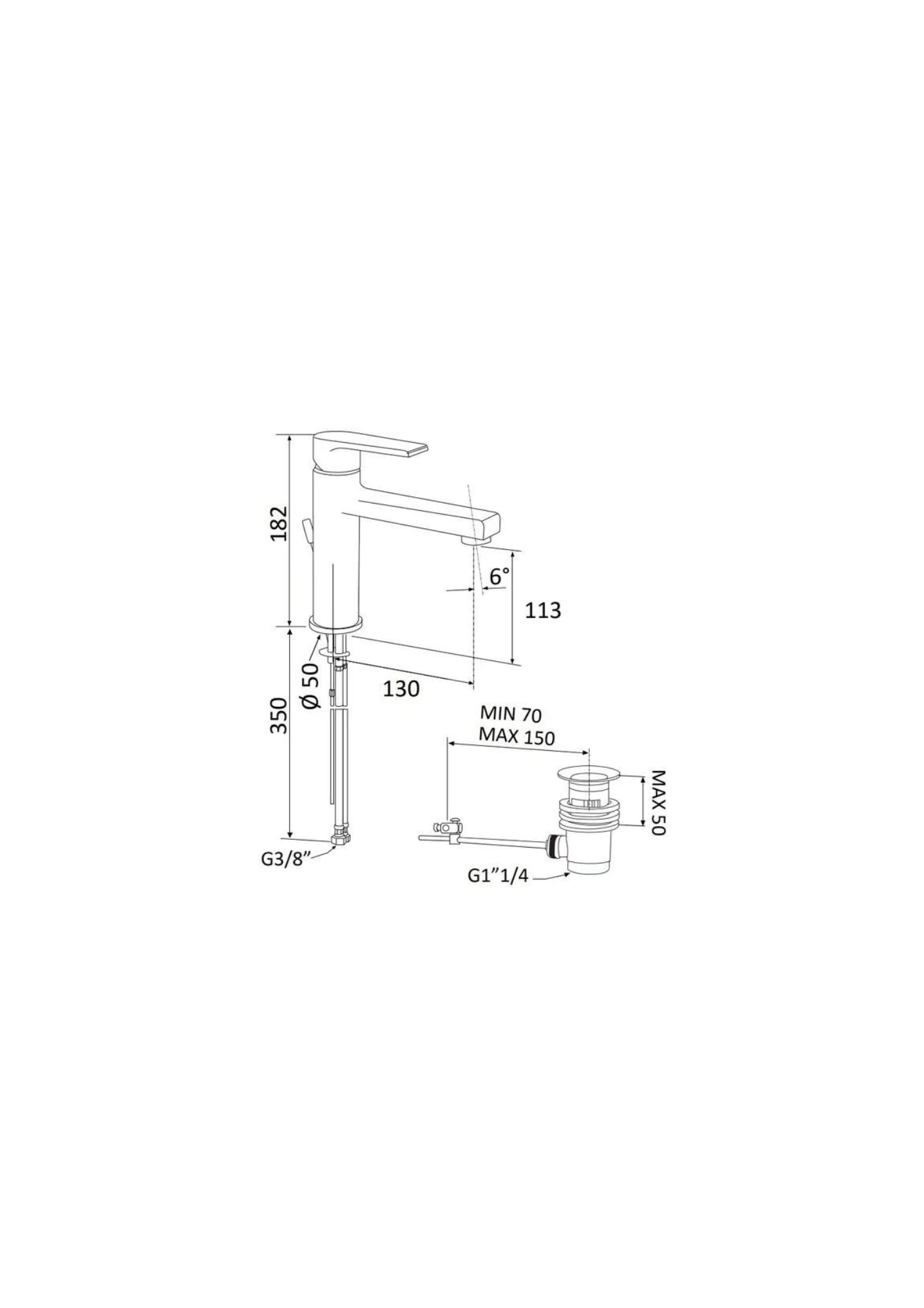 Miscelatore monocomando lavabo Mariani Artic bianco opaco