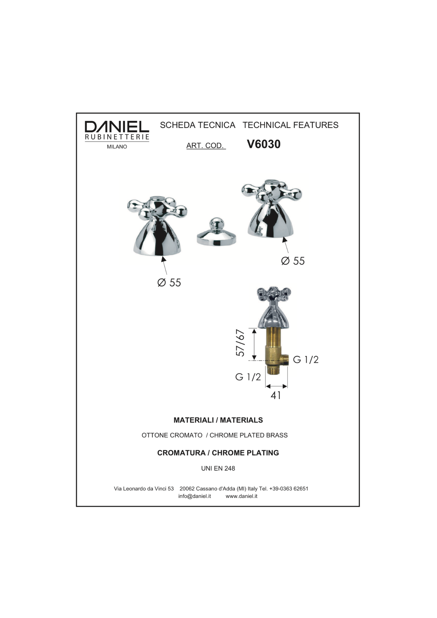 Batteria bidet 3 fori Daniel Revival V6030