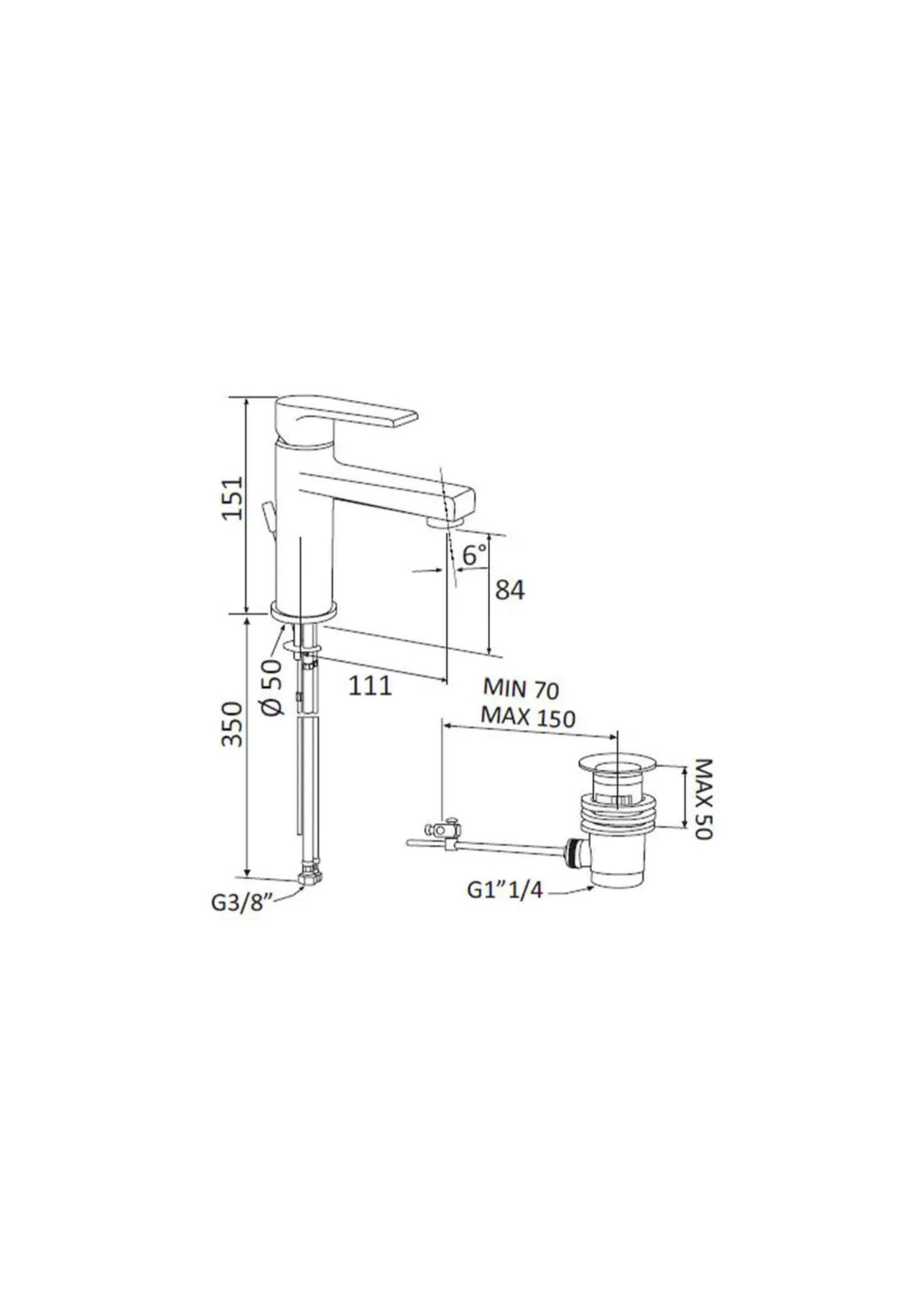 Miscelatore monocomando lavabo medio Mariani Artic nichel spazzolato