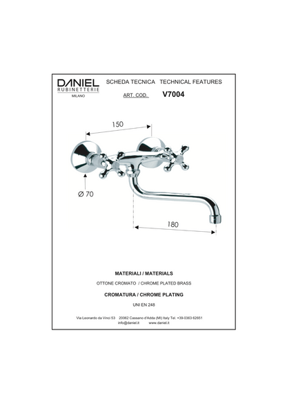 Gruppo miscelatore lavello a parete Daniel serie Revival V7004