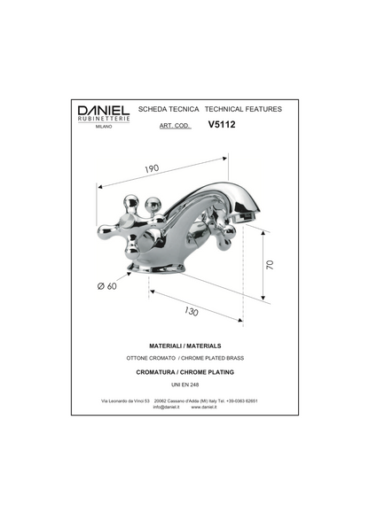 Miscelatore monoforo lavabo Daniel Revival V5112