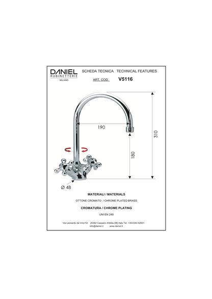 Miscelatore monoforo lavabo Daniel Revival V5116